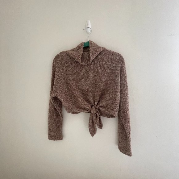 Women's Knot Front Crop Top Sweater, S - Picture 1 of 2